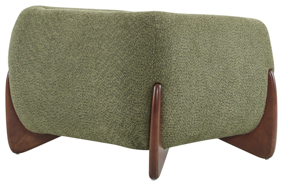GDF Studio Modern Upholstered Boucle Accent Armchair With Wood Legs, Olive Green