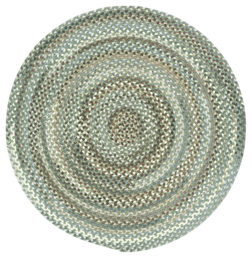 Sherwood Forest Braided Round Run, Green Olive, 8'6"