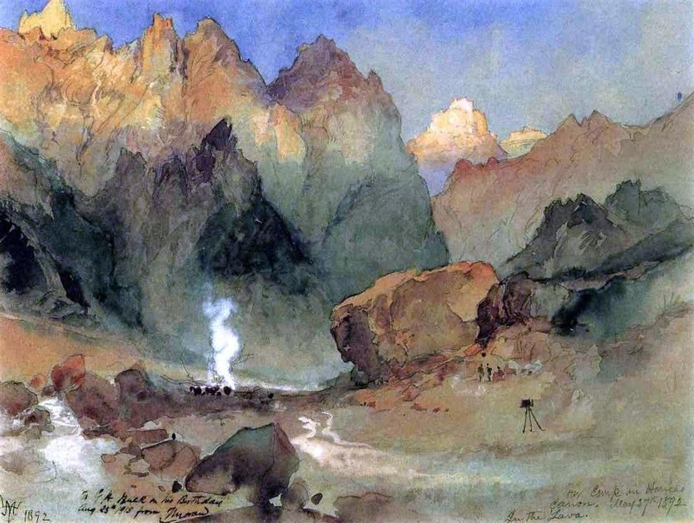 Thomas Moran In the Lava Beds - 21" x 28" Premium Canvas Print