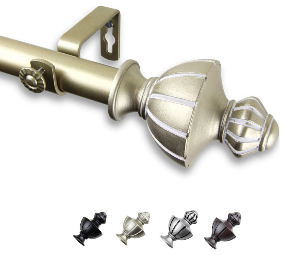 Jacob 1" Curtain Rod, Light Gold, 48-84"