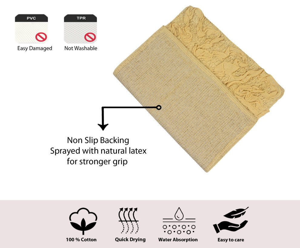 Bell Flower Collection Tufted Bath Rugs, 2 Piece Set, Yellow