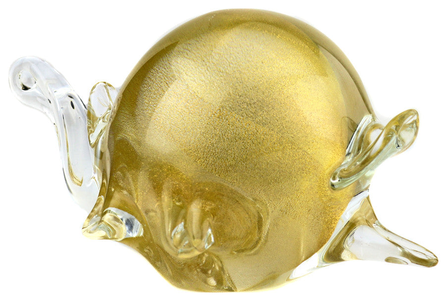 Murano Glass Turtle Clear Gold