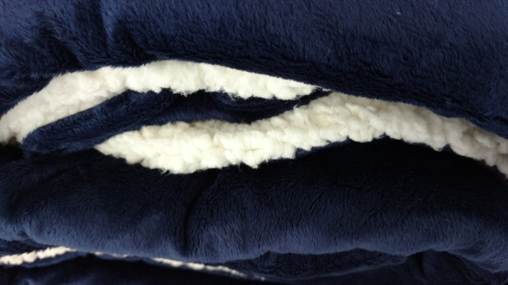 Tache Dark Navy Blue Sherpa Fleece Throw Blanket, 50"x60"