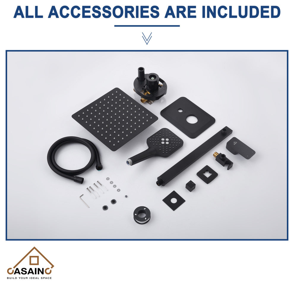 Brushed Nickel Wall Mounted  Shower Faucet Waterfall Shower Bar System, Matte Black