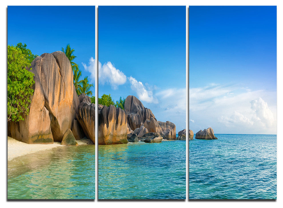 "Fantastic Seychelles Seashore" Metal Wall Art, 3 Panels, 36"x28"