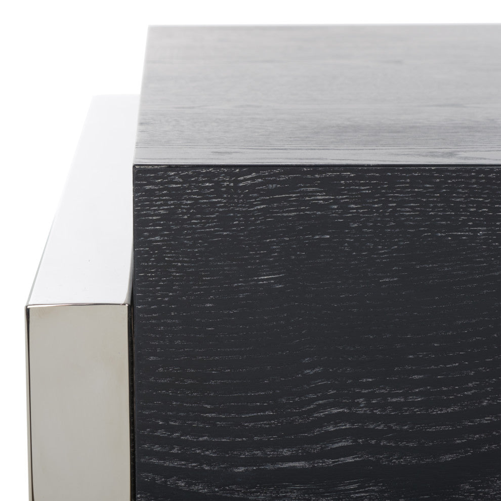 Safavieh Couture Maia 2-Drawer Lacquer Desk Black Cerused Oak