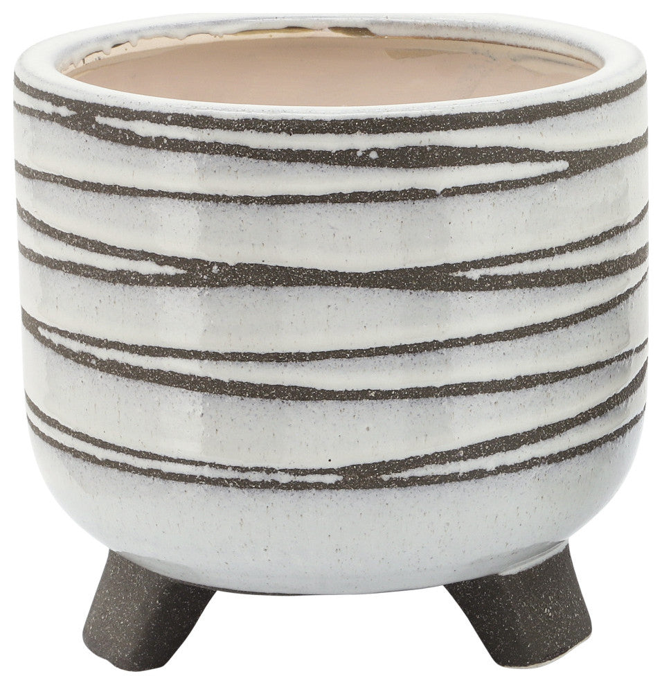 2-Piece Set Ceramic Footed Planter, White