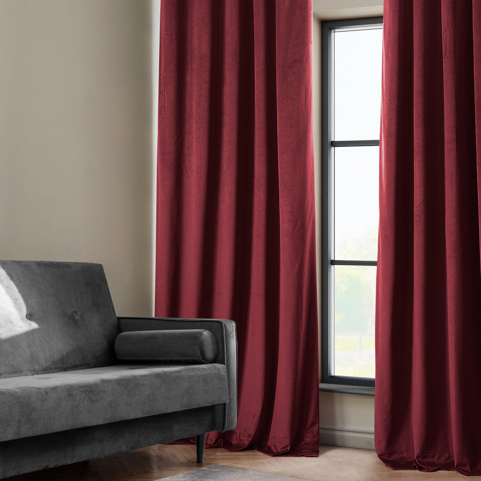 Heritage Plush Velvet Curtain Single Panel, Cinema Red, 50"x108"