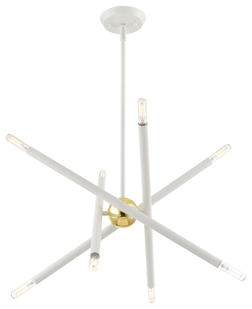 Livex Lighting Soho 8 Light White With Polished Brass Accents Chandelier
