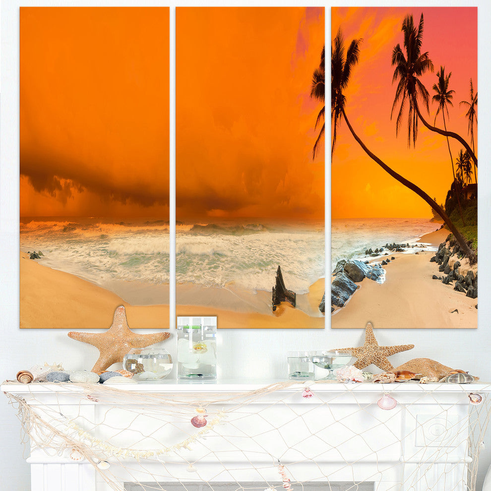 "Typical Evening Seashore Panorama" Metal Wall Art, 3 Panels, 36"x28"