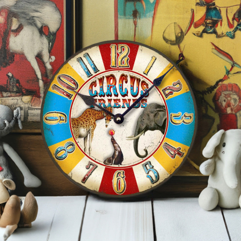 Antique-Style Circus Clock, 12" Diameter