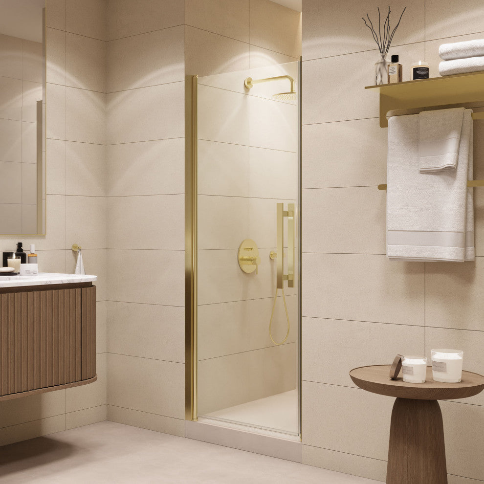 Pasadena 28-29 3/8"Wx72"H Alcove Pivot Shower Door Brushed Gold