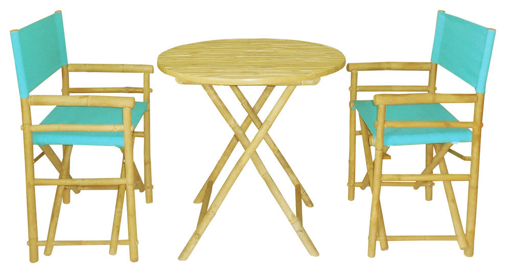 Director Round 3-Piece Table Set, Aqua