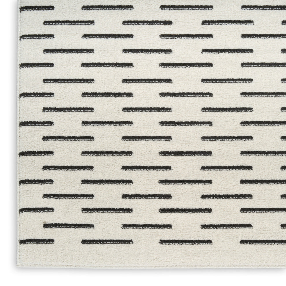 Nourison Nordic 2' x 6' Ivory Black Scandinavian Indoor Rug