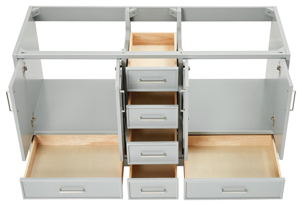 Ariel Stafford 60" Double Sink Bathroom Vanity Base, Gray