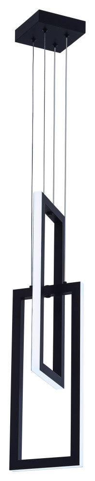 2-Light Rectangle LED Pendant Light Chandelier, Black