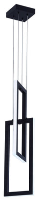 2-Light Rectangle LED Pendant Light Chandelier, Black