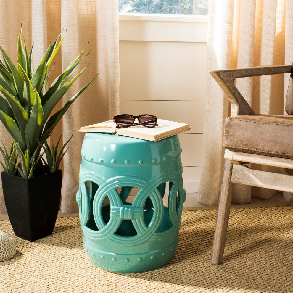 Safavieh Double Coin Garden Stool, Light Blue