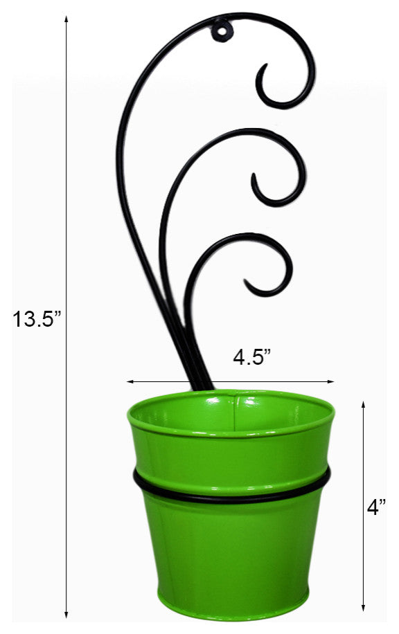 Handmade 100% Iron Round Modern Planters Pot, Green