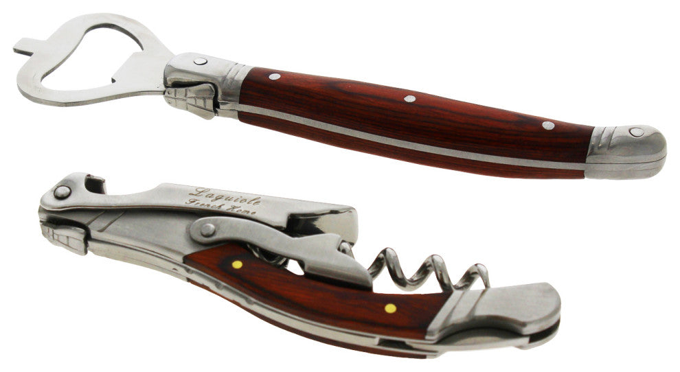 French Home Laguiole Bottle Opener Bar Set With Pakkawood Handles, 2 Piece.