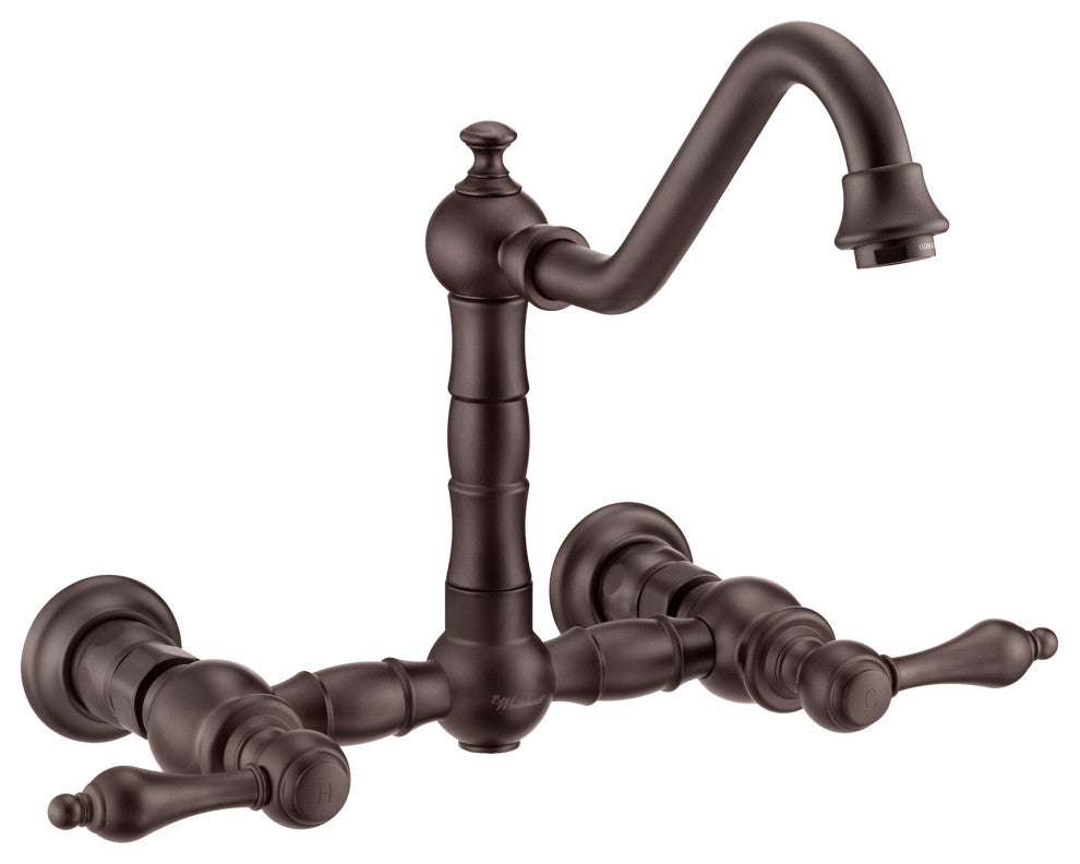 Whitehaus WHKWLV3-9402-NT-ORB Vintage III Plus Wall Mount Faucet With Side Spra