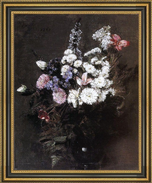 Henri FantinLatour Autumn Flowers Framed Premium Canvas Print, 20"x25"