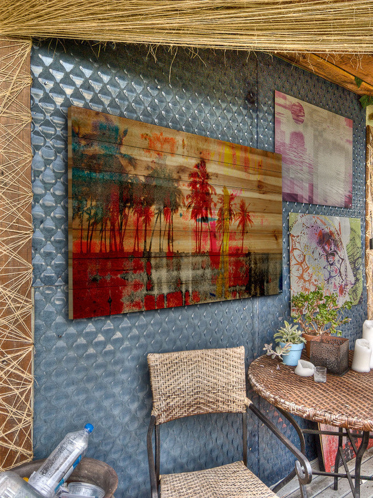 "Abbott Kinney" Print on Natural Pine Wood, 60"x40"