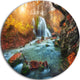 Fast Flowing Fall River In Forest, Landscape Disc Metal Wall Art, 36"