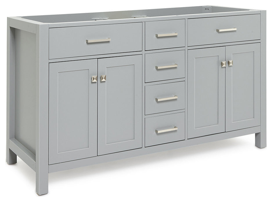 Ariel Bristol 60" Sinks Bath Vanity Base, Gray
