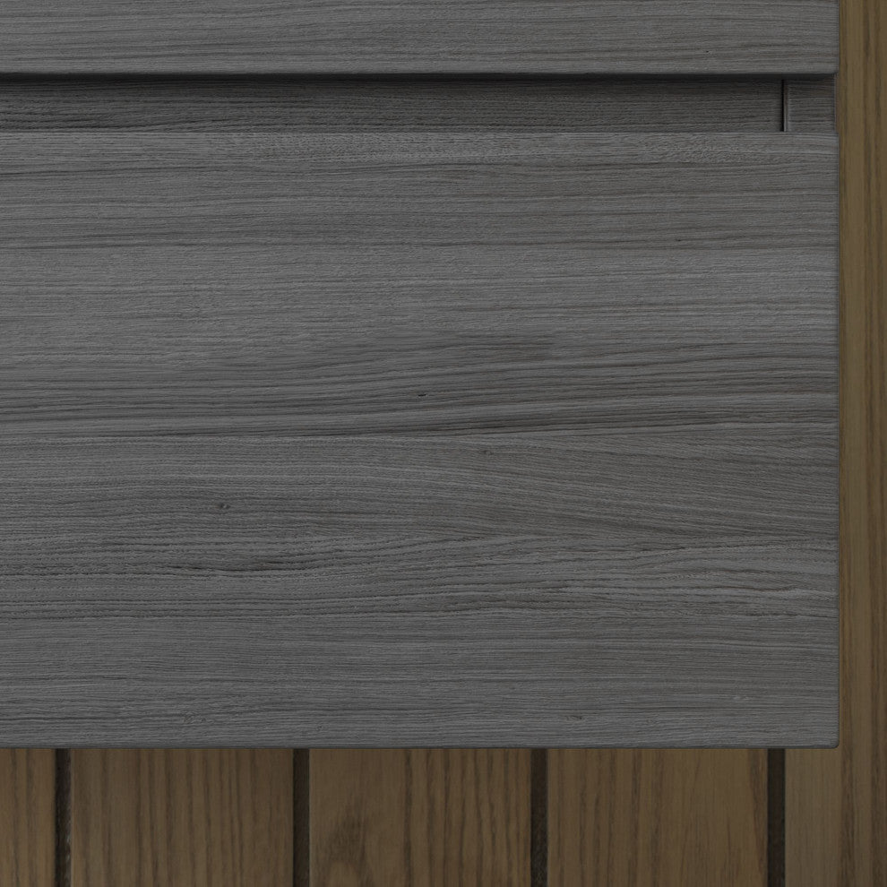 Boutique Bath Vanity, Vulcan Ash Gray, 36", Single Sink, Wall Mount