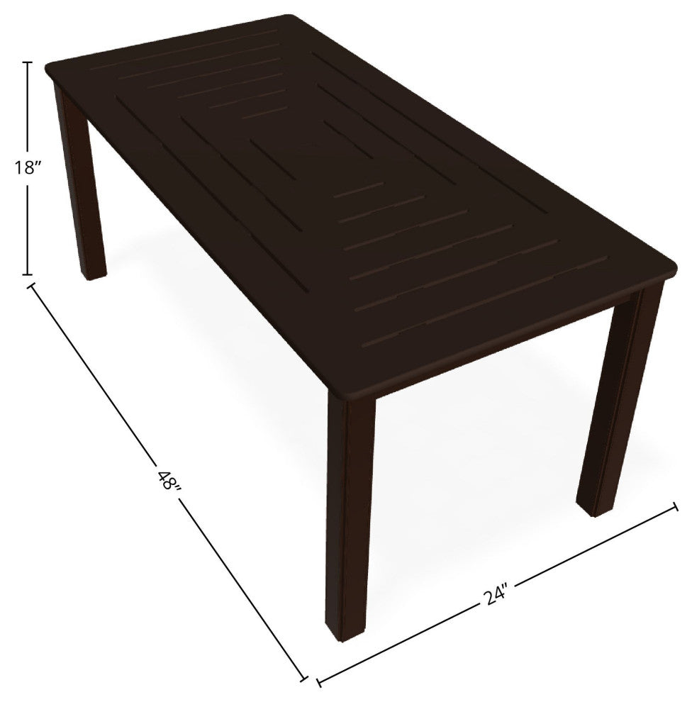 21" x 42" Rectangular Marine Grade Outdoor Coffee Table, Kona