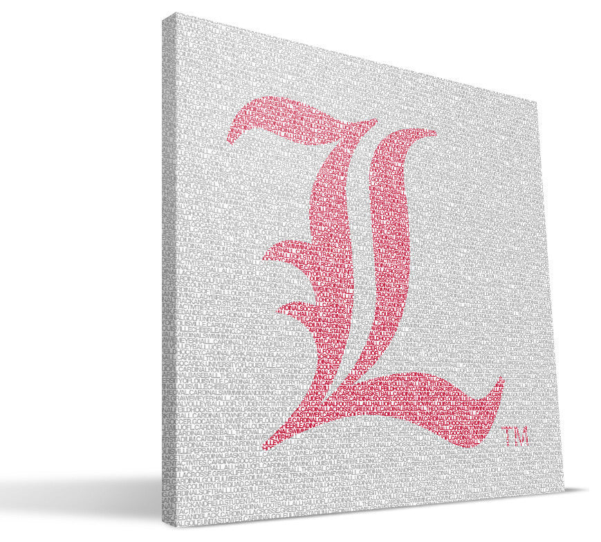LOU Cardinals Typo Canvas Print, 16"x16"