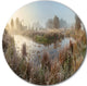 Frosty Grass Aside River Panorama, Landscape Round Wall Art, 23"