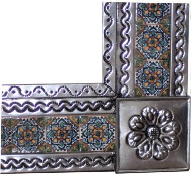 Big Silver Gerona Tile Talavera Tin Mirror