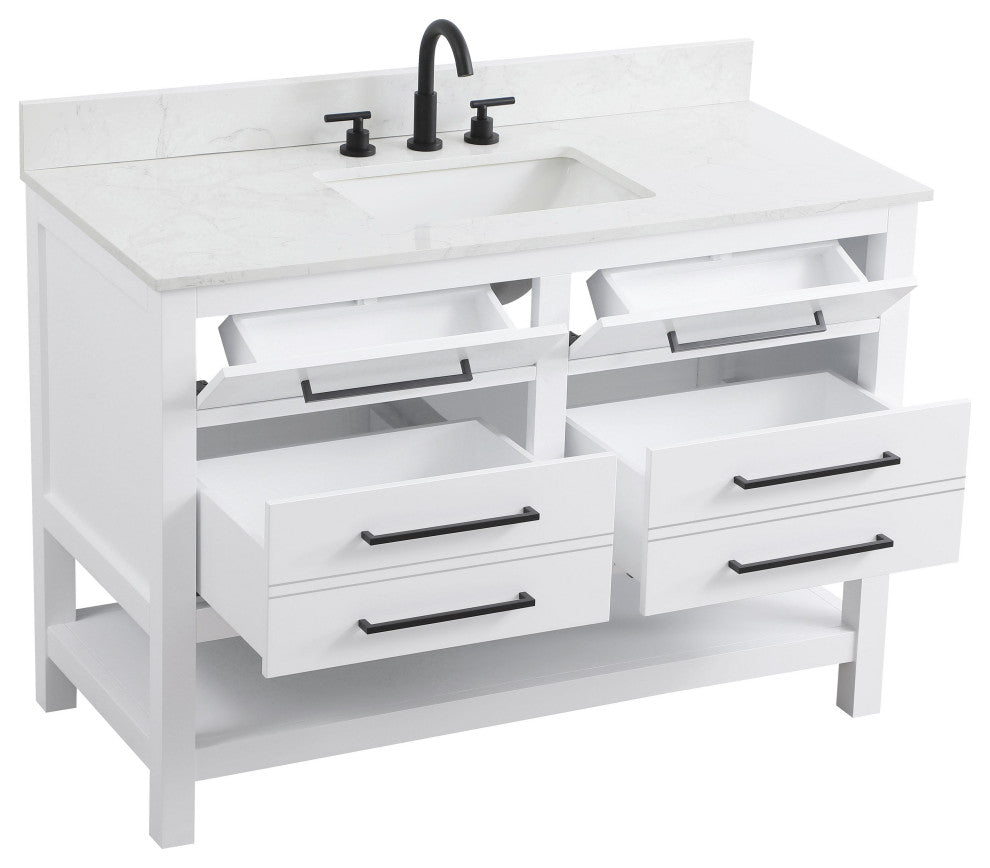 Home Living 48" Single Bathroom Vanity, White With Backsplash