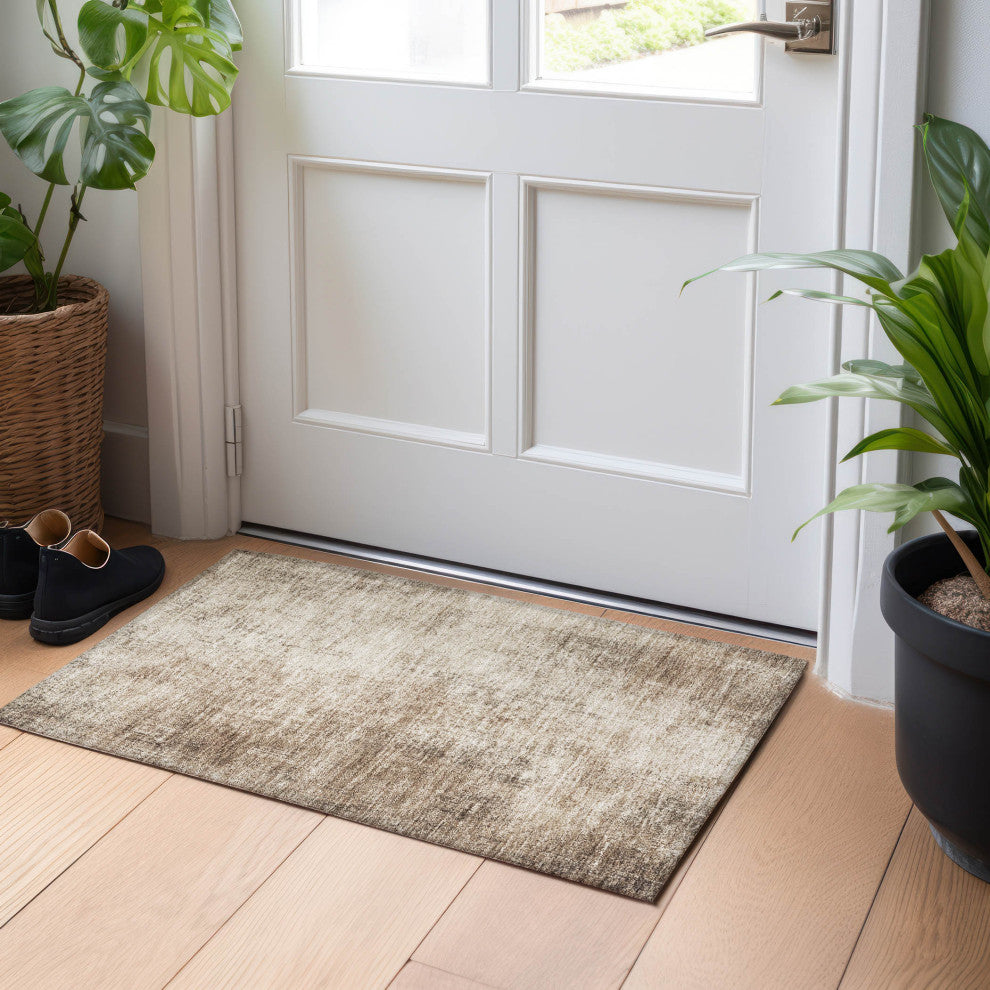 Machine Washable Indoor/Outdoor Chantille ACN1903 Taupe 1'8" x 2'6" Rug