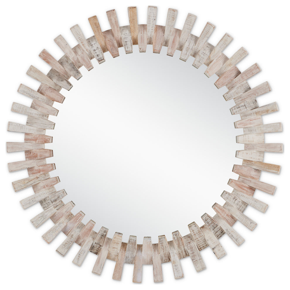 Diza Round Whitewash Mirror