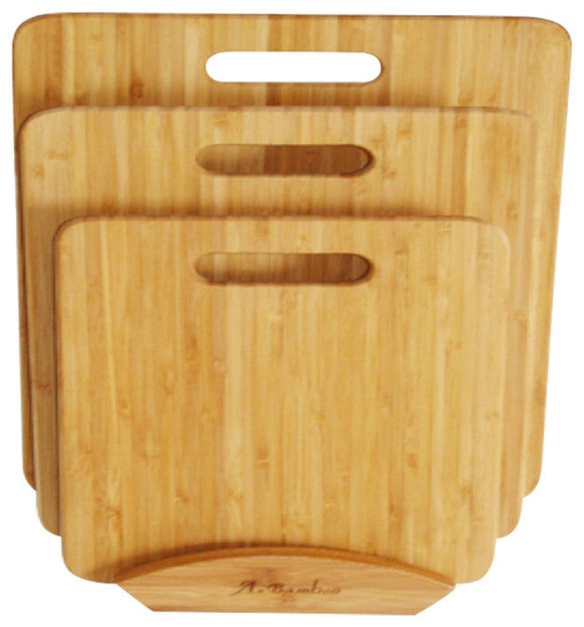 Timber Valley Bamboo 3-Piece Cutting Board Set with Stand