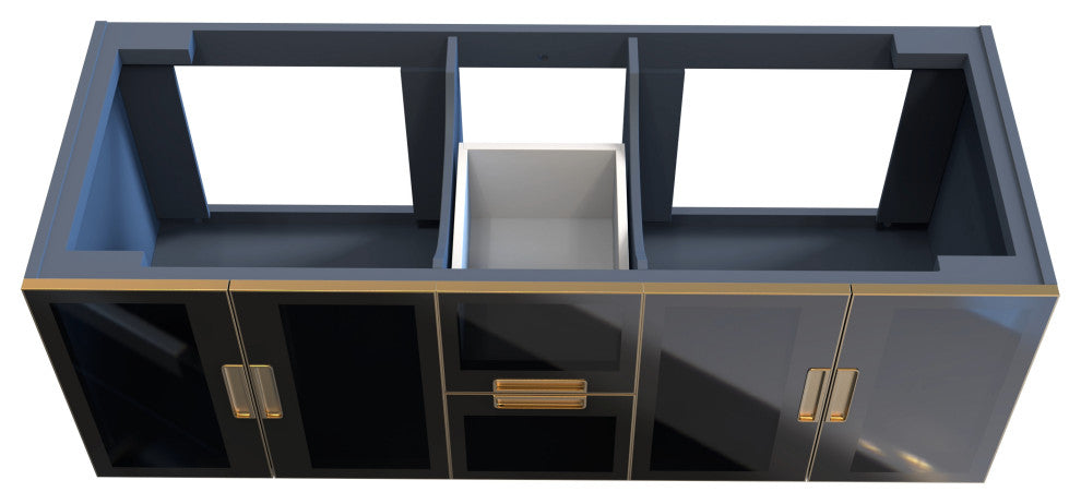 CastelloUSA Solaria Glass Facade Floating Vanity, 60", No Top, Base Only