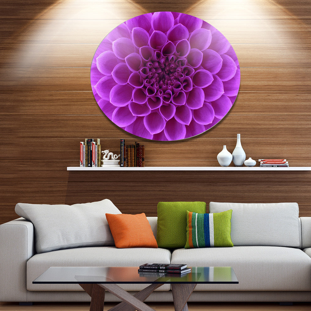 Light Purple Abstract Flower Petals, Floral Disc Metal Artwork, 36"