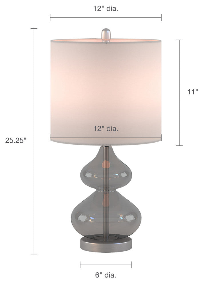 Ellipse Curved Glass Table Lamp Set of 2, Gray