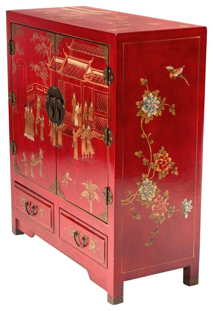 Red Lacquer Shoe Cabinet Landscape