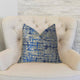 Tierra Monte Plaid Navy Blue and Gray Handmade Luxury Pillow, 24"x24"