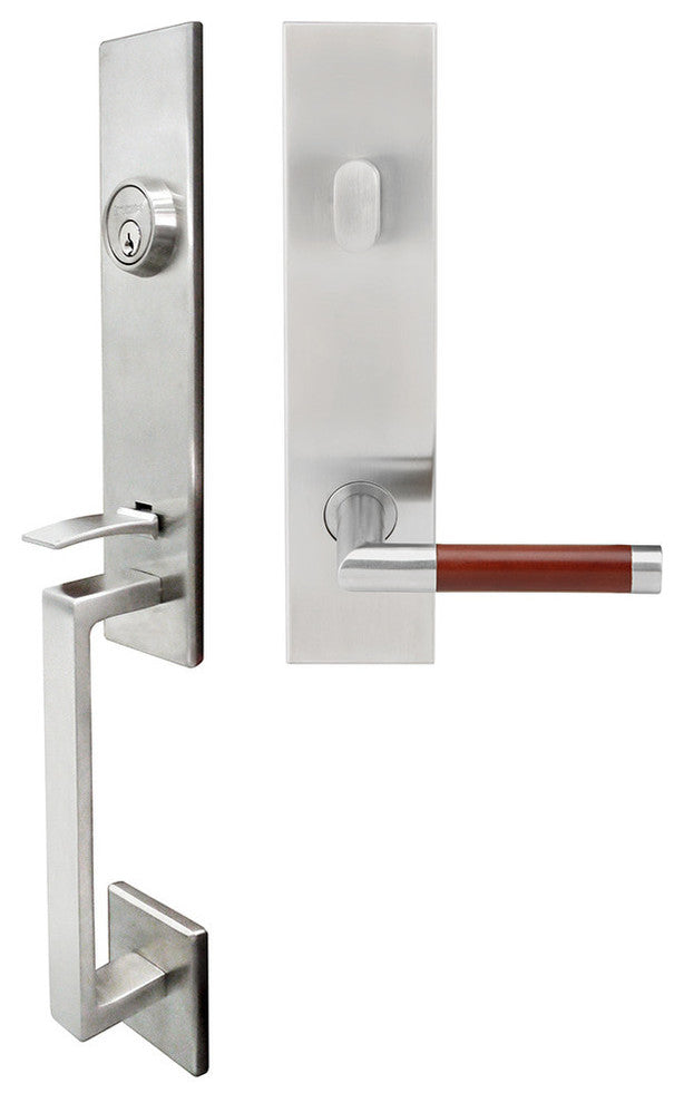 Cabernet Lever, Tubular Entry Handleset, Left Hand, Satin Stainless Steel