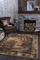 Fern Deer Novelty Lodge Pattern Beige Rectangle Area Rug, 8'x10'