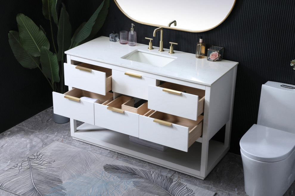 Louie 54" SIngle Bathroom Vanity, White