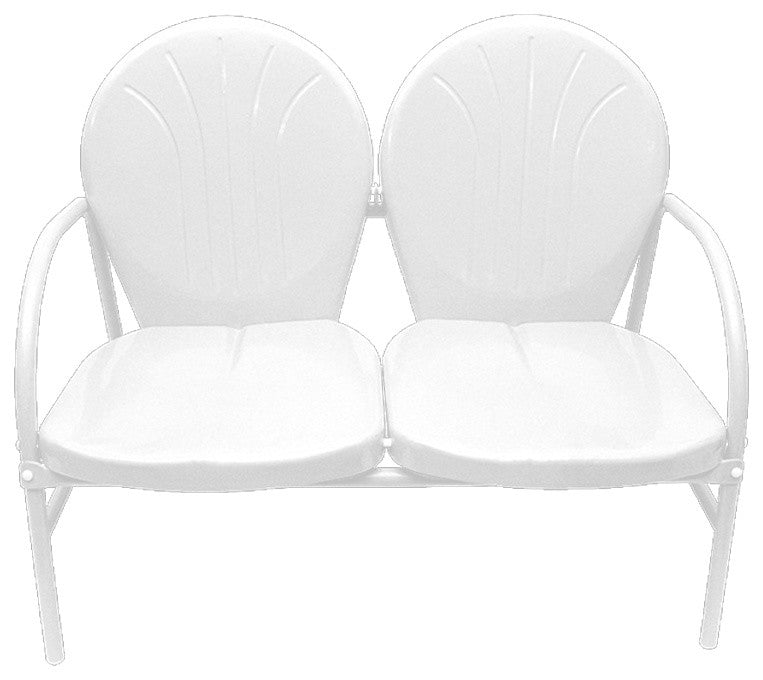 Retro Metal Tulip 2-Seat Double Chair, White