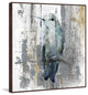 "Perching Grey" Floater Framed Painting Print on Canvas, 48"x48"
