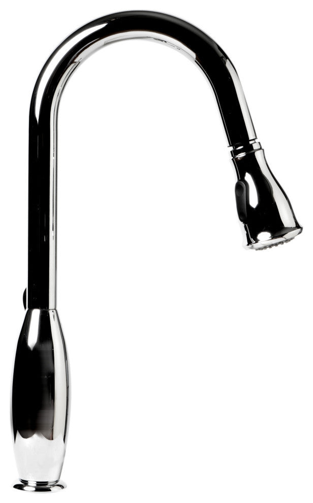 Polished Chrome Traditional Gooseneck Pull Down Kitchen Faucet