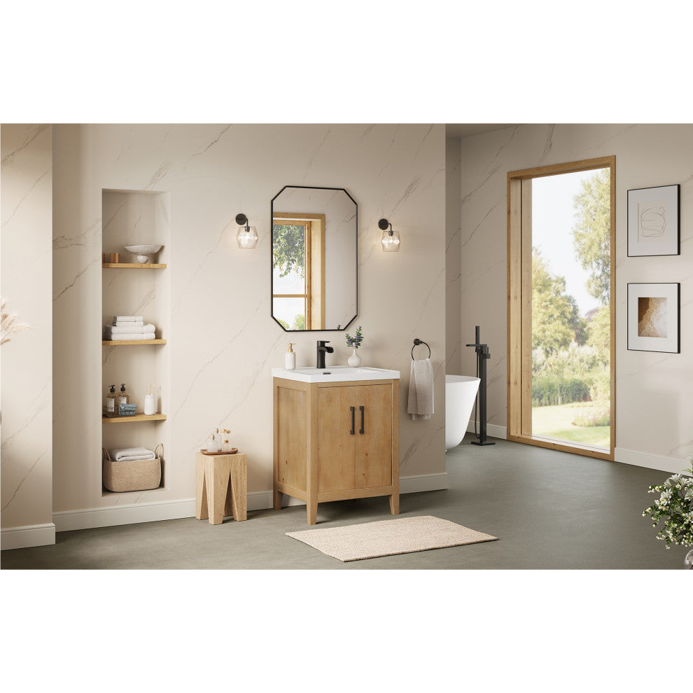 Solara 24" Bathroom Vanity, Weathered Fir, 24", With Mirror